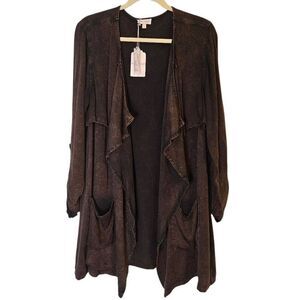 Hem & Thread brown/black cardigan. L, NWT. #920